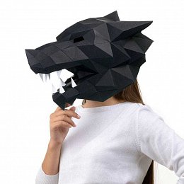 Papírový model 3D - maska Vlk černý