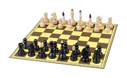 Šachový set klubovka s pevnou skládací deskou - žlutá