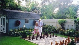 Zahradní šachy - dřevěné figurky velké - 60 cm