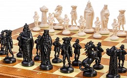 Šachy středověk bílé/černé