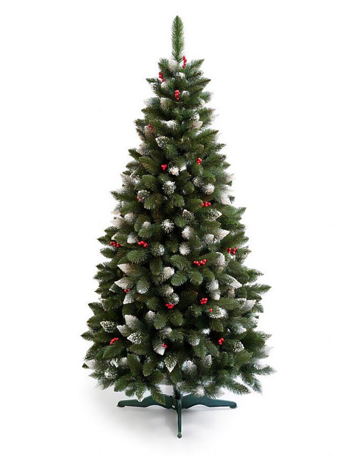 Umělý vánoční stromeček s červenými bobulemi - 220 cm