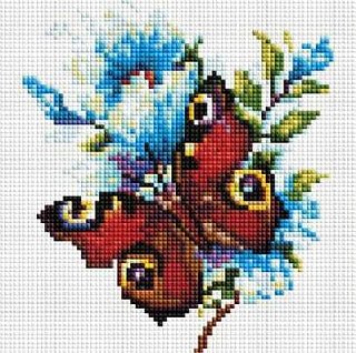 Diamantové malování - Babočka paví oko - 20 × 20 cm 