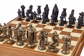 Šachy středověk zlaté/černé