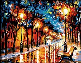 Malování podle čísel - Městský park v noci - 40x50 cm