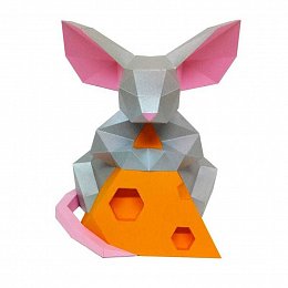 Papírový model 3D - myš se sýrem