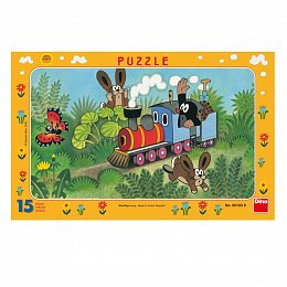 Puzzle Krtek a lokomotiva 15 dílků deskové