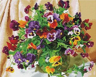 Diamantové malování - Kytice macešek - 40 × 50 cm 