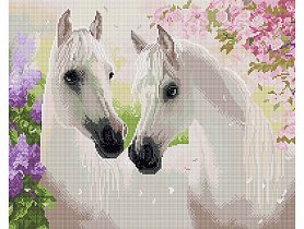 Diamantové malování - Koně v máji - 40x50 cm
