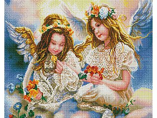 Diamantové malování - Andílci v oblacích - 40 × 50 cm 