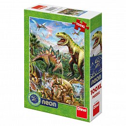Puzzle Svítící svět dinosaurů 100 xl dílků neon