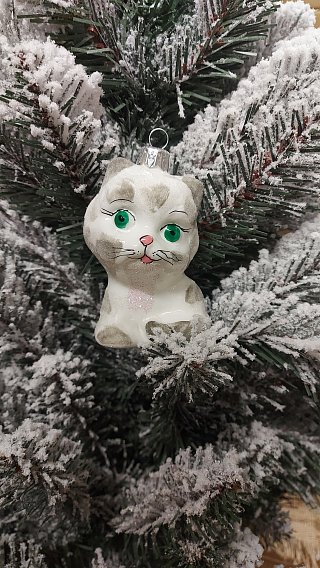 Vánoční figurka na stromeček - roztomilé kotě 