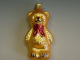 Medvídek zlatý s červenou mašlí