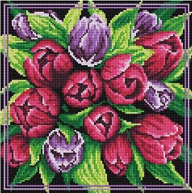 Diamantové malování - Kytice tulipánů - 30x30cm