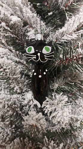 Vánoční figurka na stromeček - černá kočka